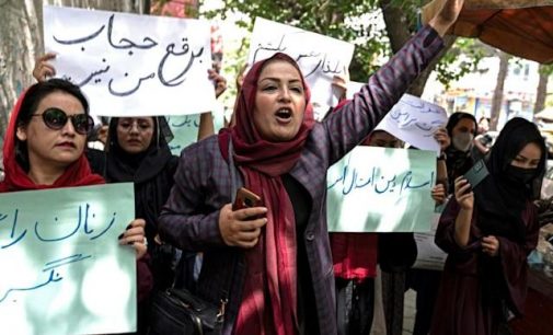 AFGHAN WOMEN PROTEST TALIBAN DECREE TO COVER FACES